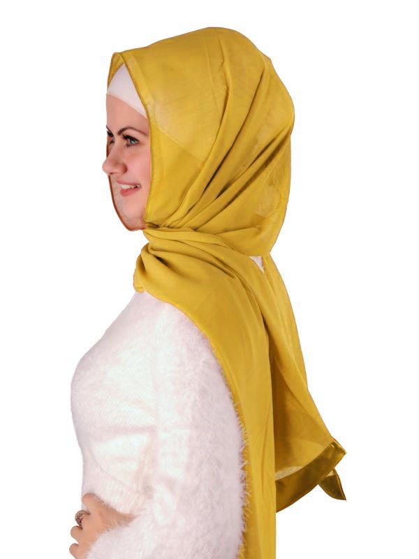 Hijab Schal Chiffon Satinband senf
