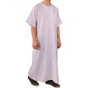 Mens Short Sleeve-Qamis white