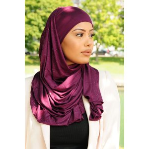 Hijab Kuwaity Glitzer violett