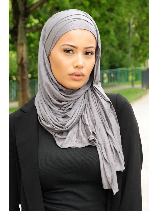 Hijab Kuwaity Crossover Glitter-Bonnet dark grey